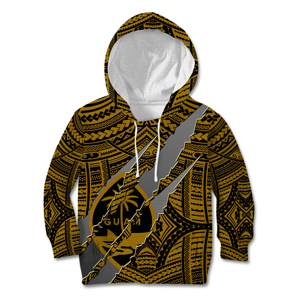 Polynesian Guam Kid Hoodie with Coat Of Arms Claws Style - Gold LT6 - Wonder Print Shop