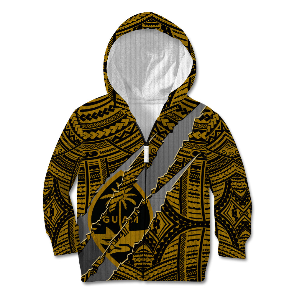 Polynesian Guam Kid Hoodie with Coat Of Arms Claws Style - Gold LT6 - Wonder Print Shop