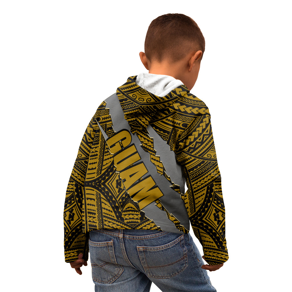 Polynesian Guam Kid Hoodie with Coat Of Arms Claws Style - Gold LT6 - Wonder Print Shop