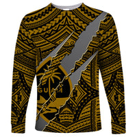 Polynesian Guam Long Sleeve Shirt with Coat Of Arms Claws Style - Gold LT6 - Wonder Print Shop