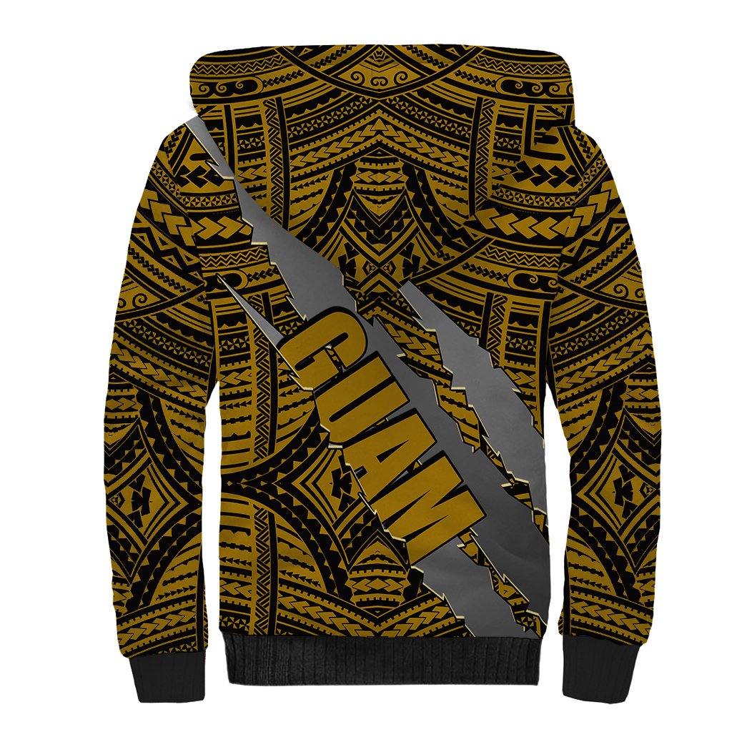 Polynesian Guam Sherpa Hoodie with Coat Of Arms Claws Style - Gold LT6 - Wonder Print Shop