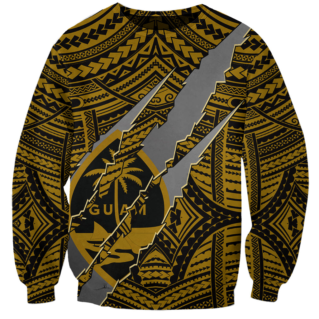 Polynesian Guam Sweatshirt with Coat Of Arms Claws Style - Gold LT6 - Wonder Print Shop