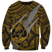 Polynesian Guam Sweatshirt with Coat Of Arms Claws Style - Gold LT6 - Wonder Print Shop