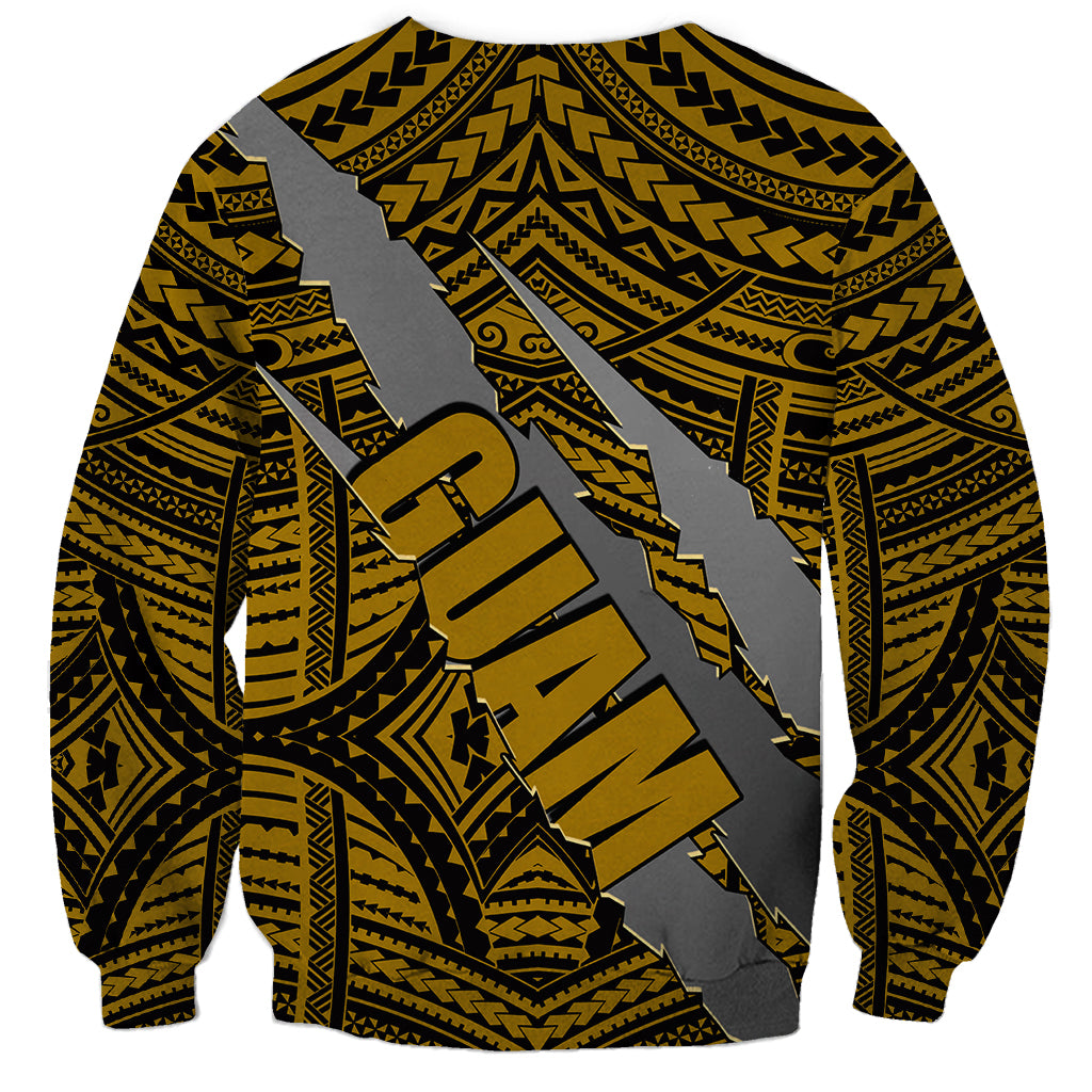 Polynesian Guam Sweatshirt with Coat Of Arms Claws Style - Gold LT6 - Wonder Print Shop