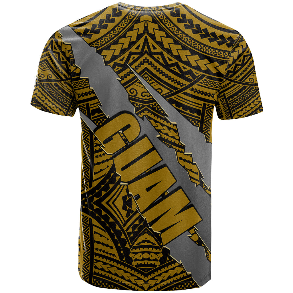 Polynesian Guam T Shirt with Coat Of Arms Claws Style - Gold LT6 - Wonder Print Shop