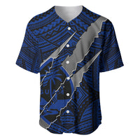 Polynesian Guam Baseball Jersey with Coat Of Arms Claws Style - Blue LT6 - Wonder Print Shop