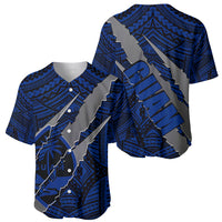 Polynesian Guam Baseball Jersey with Coat Of Arms Claws Style - Blue LT6 - Wonder Print Shop