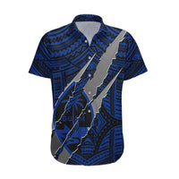 Polynesian Guam Hawaiian Shirt with Coat Of Arms Claws Style - Blue LT6 - Wonder Print Shop