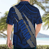 Polynesian Guam Hawaiian Shirt with Coat Of Arms Claws Style - Blue LT6 - Wonder Print Shop