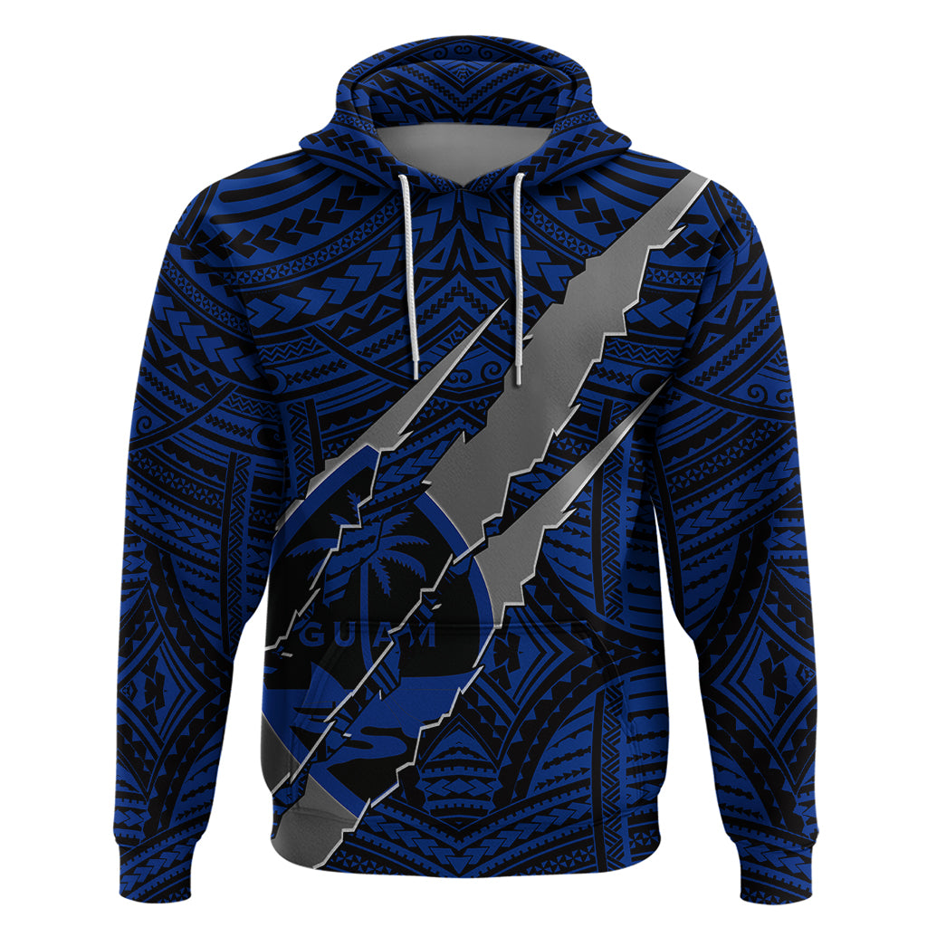 Polynesian Guam Hoodie with Coat Of Arms Claws Style - Blue LT6 - Wonder Print Shop