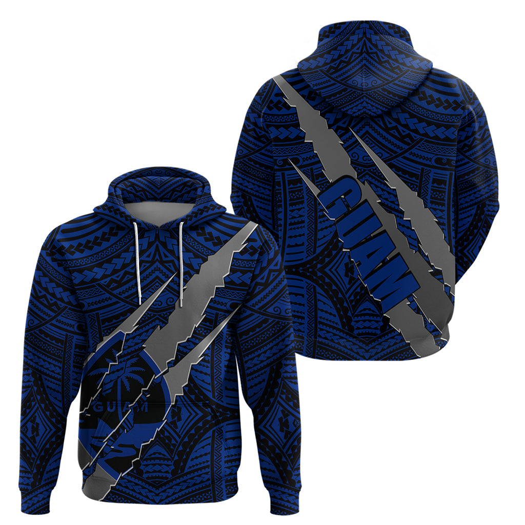 Polynesian Guam Hoodie with Coat Of Arms Claws Style - Blue LT6 - Wonder Print Shop