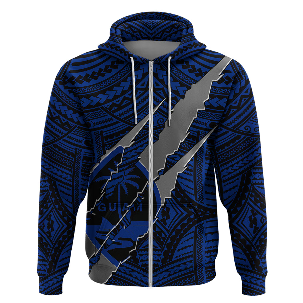 Polynesian Guam Hoodie with Coat Of Arms Claws Style - Blue LT6 - Wonder Print Shop