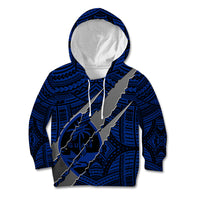 Polynesian Guam Kid Hoodie with Coat Of Arms Claws Style - Blue LT6 - Wonder Print Shop