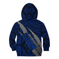 Polynesian Guam Kid Hoodie with Coat Of Arms Claws Style - Blue LT6 - Wonder Print Shop