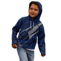 Polynesian Guam Kid Hoodie with Coat Of Arms Claws Style - Blue LT6 - Wonder Print Shop
