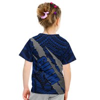 Polynesian Guam Kid T Shirt with Coat Of Arms Claws Style - Blue LT6 - Wonder Print Shop