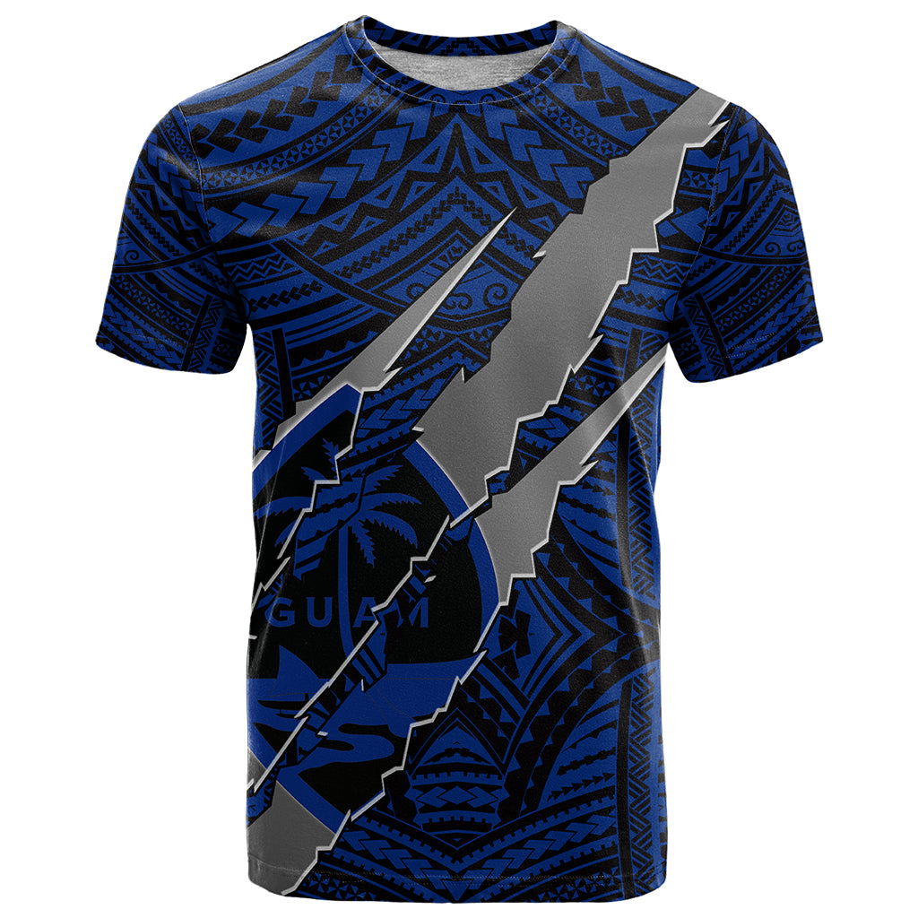 Polynesian Guam T Shirt with Coat Of Arms Claws Style - Blue LT6 - Wonder Print Shop