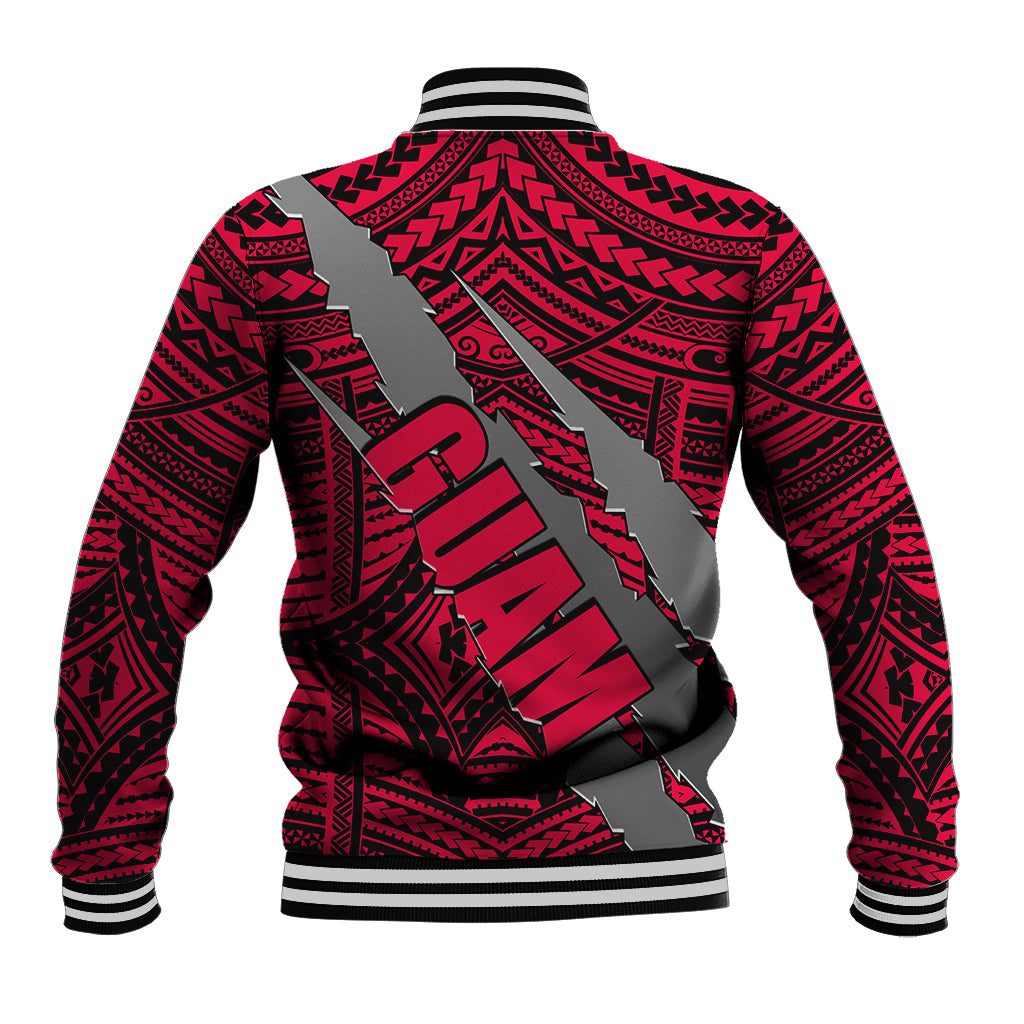 Polynesian Guam Baseball Jacket with Coat Of Arms Claws Style - Red LT6 - Wonder Print Shop