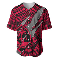 Polynesian Guam Baseball Jersey with Coat Of Arms Claws Style - Red LT6 - Wonder Print Shop