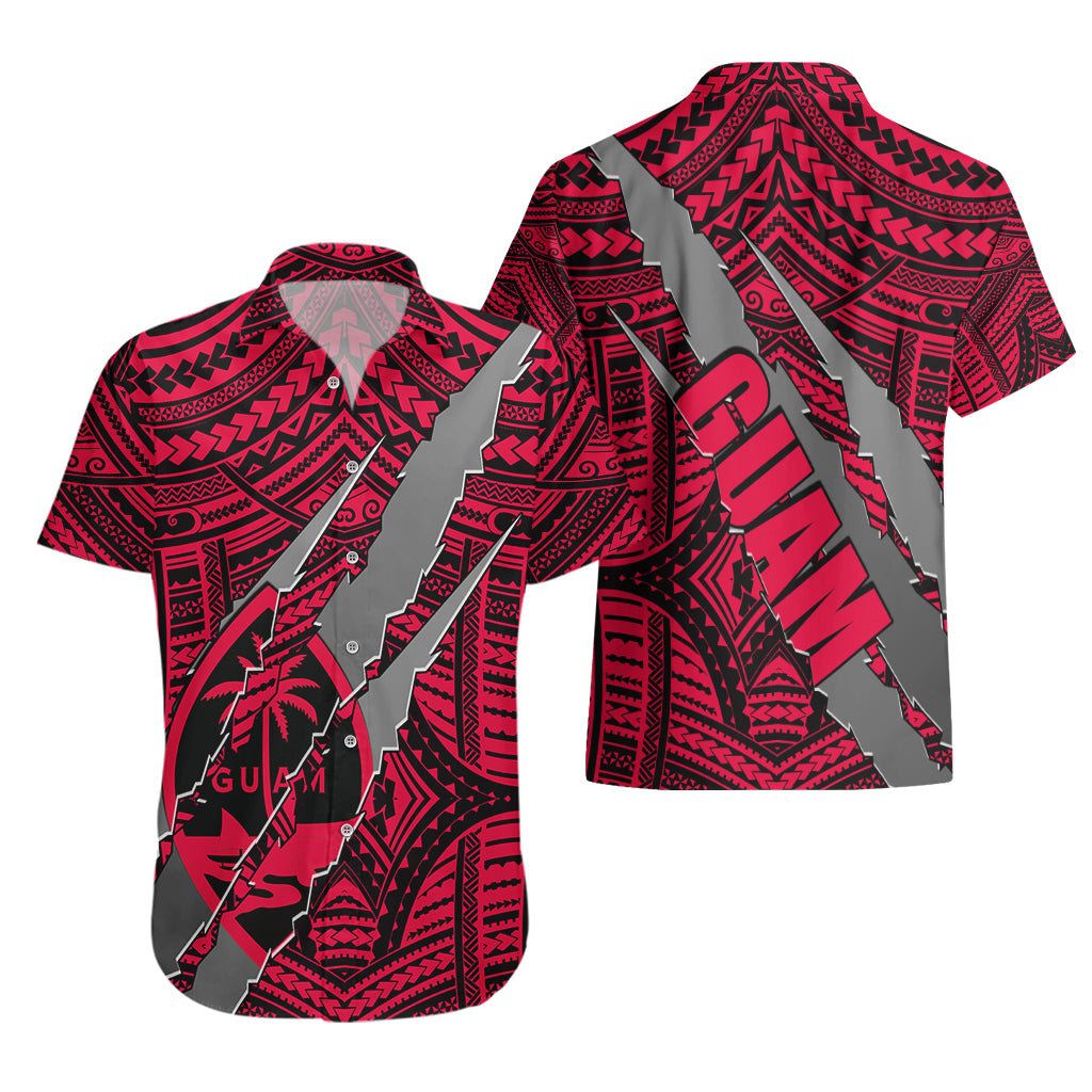 Polynesian Guam Hawaiian Shirt with Coat Of Arms Claws Style - Red LT6 - Wonder Print Shop
