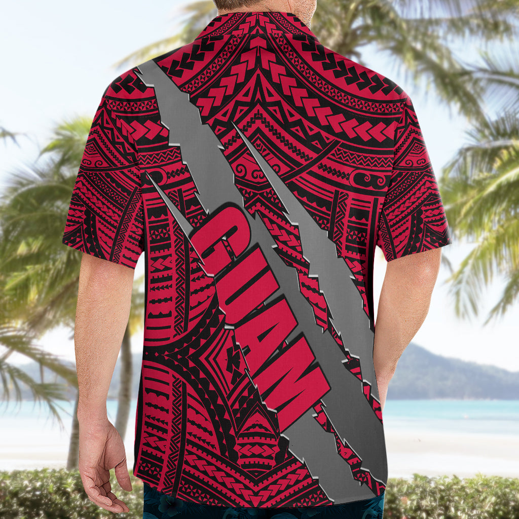 Polynesian Guam Hawaiian Shirt with Coat Of Arms Claws Style - Red LT6 - Wonder Print Shop