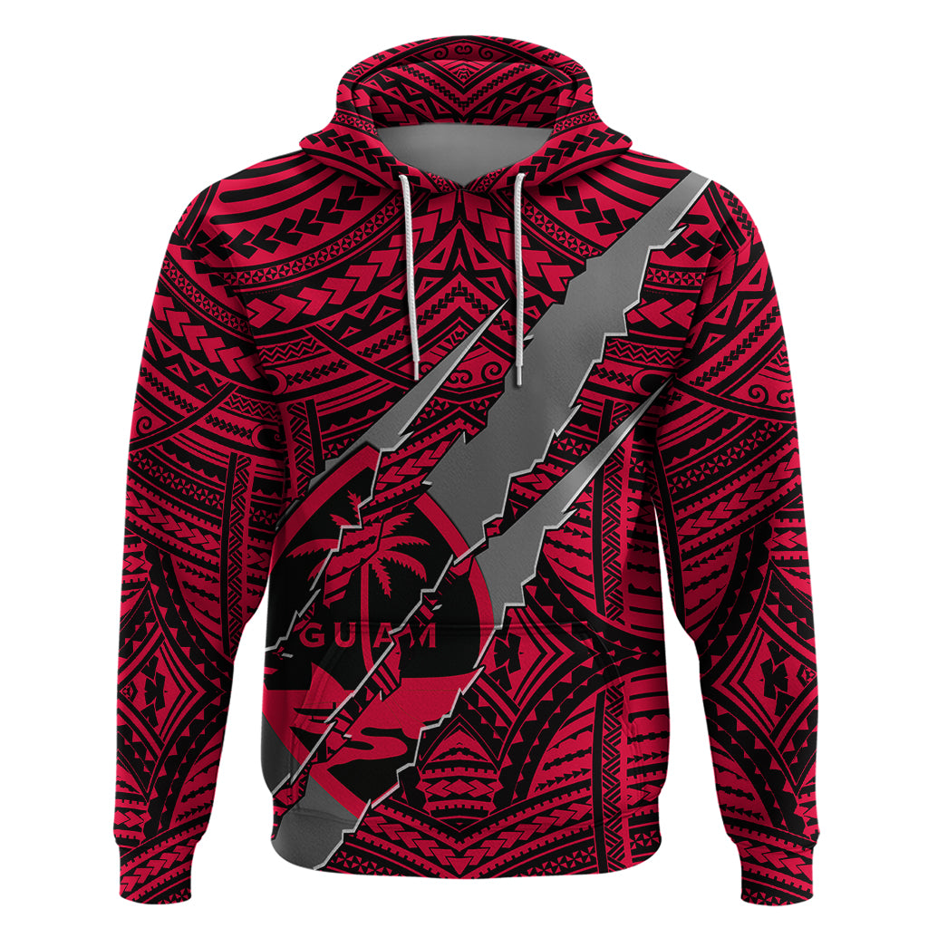 Polynesian Guam Hoodie with Coat Of Arms Claws Style - Red LT6 - Wonder Print Shop
