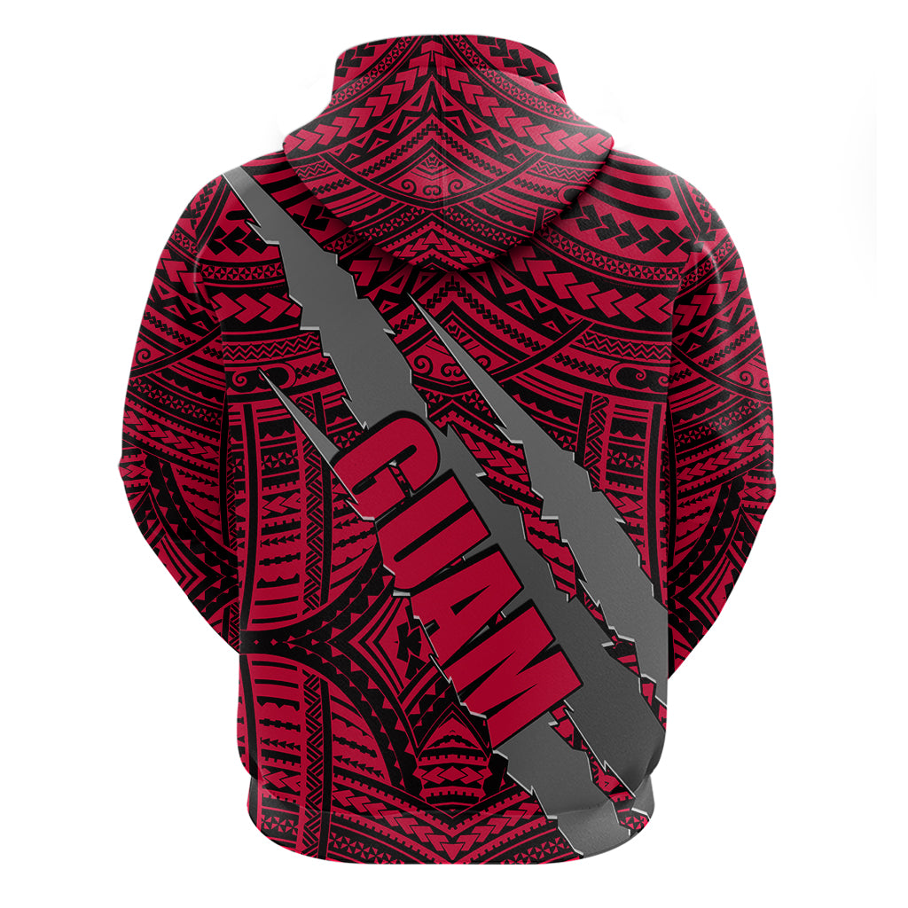Polynesian Guam Hoodie with Coat Of Arms Claws Style - Red LT6 - Wonder Print Shop
