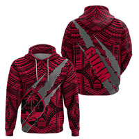 Polynesian Guam Hoodie with Coat Of Arms Claws Style - Red LT6 - Wonder Print Shop