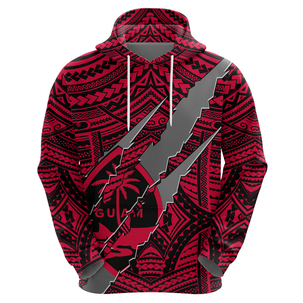 Polynesian Guam Hoodie with Coat Of Arms Claws Style - Red LT6 - Wonder Print Shop