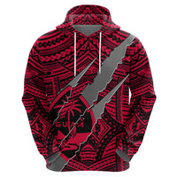 Polynesian Guam Hoodie with Coat Of Arms Claws Style - Red LT6 - Wonder Print Shop