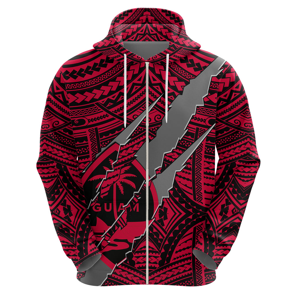 Polynesian Guam Hoodie with Coat Of Arms Claws Style - Red LT6 - Wonder Print Shop