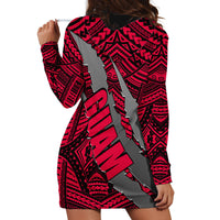 Polynesian Guam Hoodie Dress with Coat Of Arms Claws Style - Red LT6 - Wonder Print Shop
