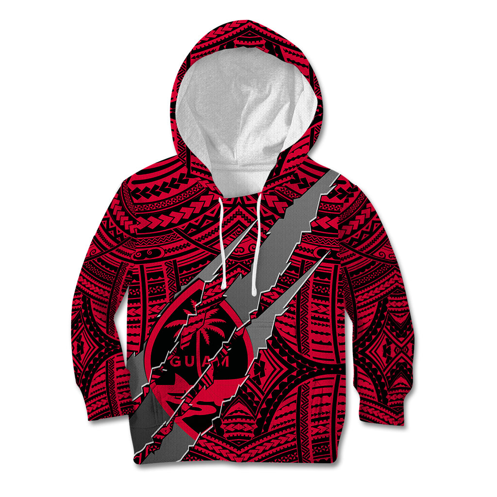 Polynesian Guam Kid Hoodie with Coat Of Arms Claws Style - Red LT6 - Wonder Print Shop