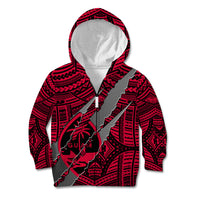 Polynesian Guam Kid Hoodie with Coat Of Arms Claws Style - Red LT6 - Wonder Print Shop