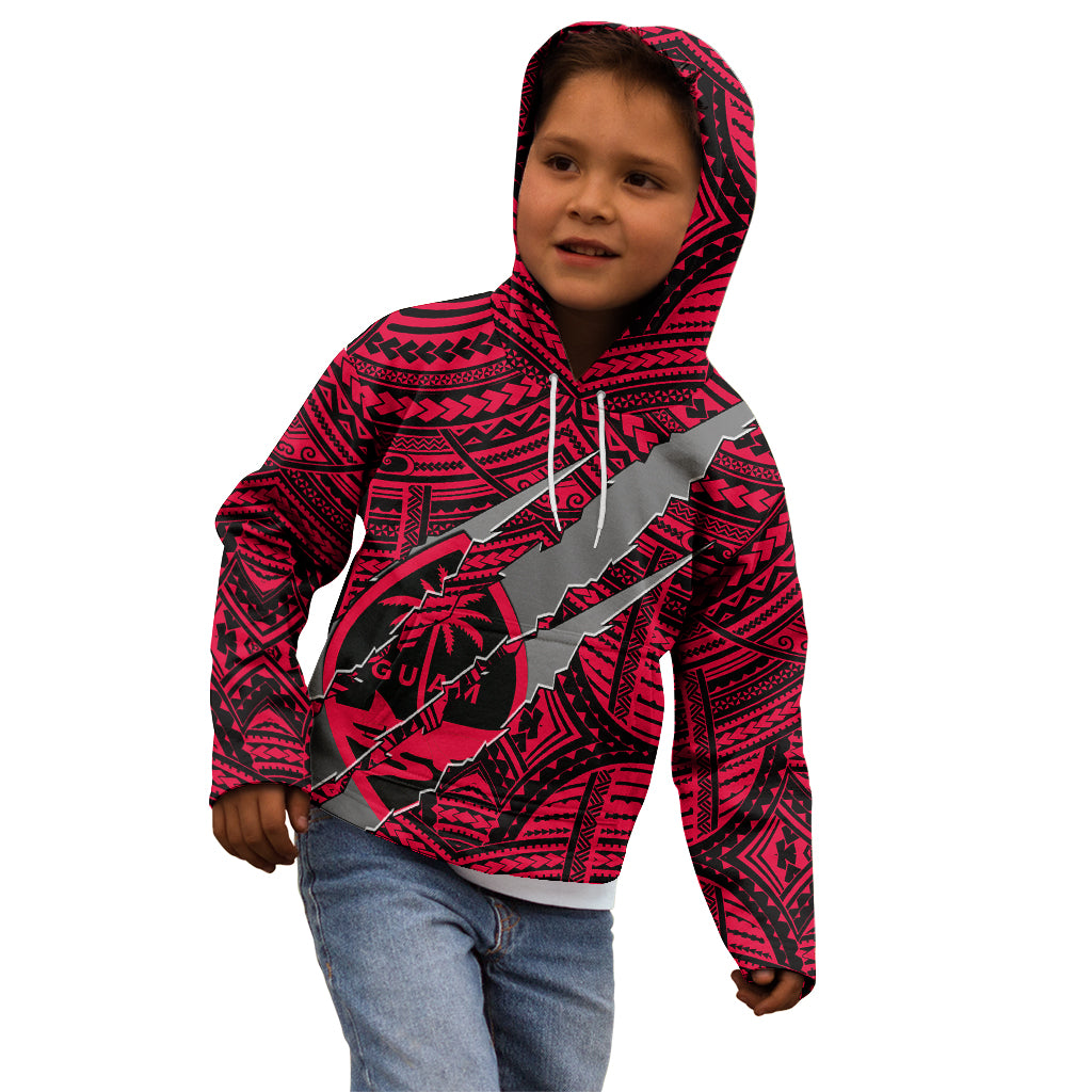 Polynesian Guam Kid Hoodie with Coat Of Arms Claws Style - Red LT6 - Wonder Print Shop