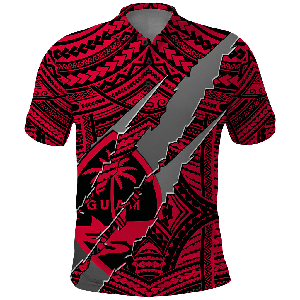 Polynesian Guam Polo Shirt with Coat Of Arms Claws Style - Red LT6 - Wonder Print Shop
