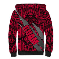 Polynesian Guam Sherpa Hoodie with Coat Of Arms Claws Style - Red LT6 - Wonder Print Shop