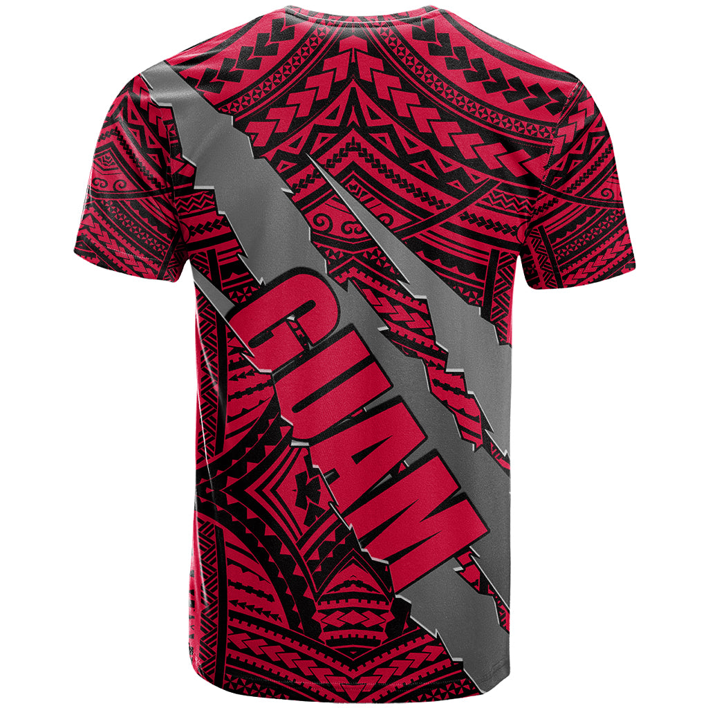 Polynesian Guam T Shirt with Coat Of Arms Claws Style - Red LT6 - Wonder Print Shop