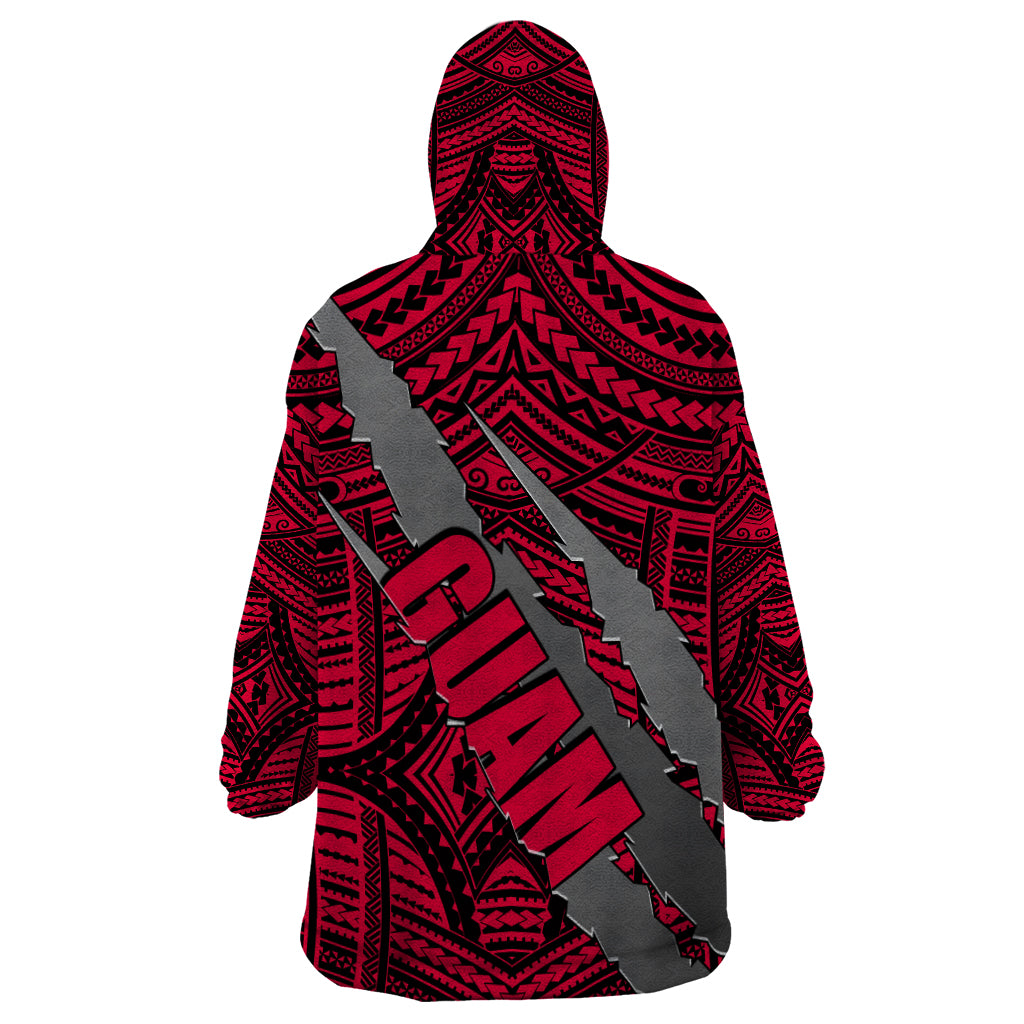 Polynesian Guam Wearable Blanket Hoodie with Coat Of Arms Claws Style - Red LT6 - Wonder Print Shop