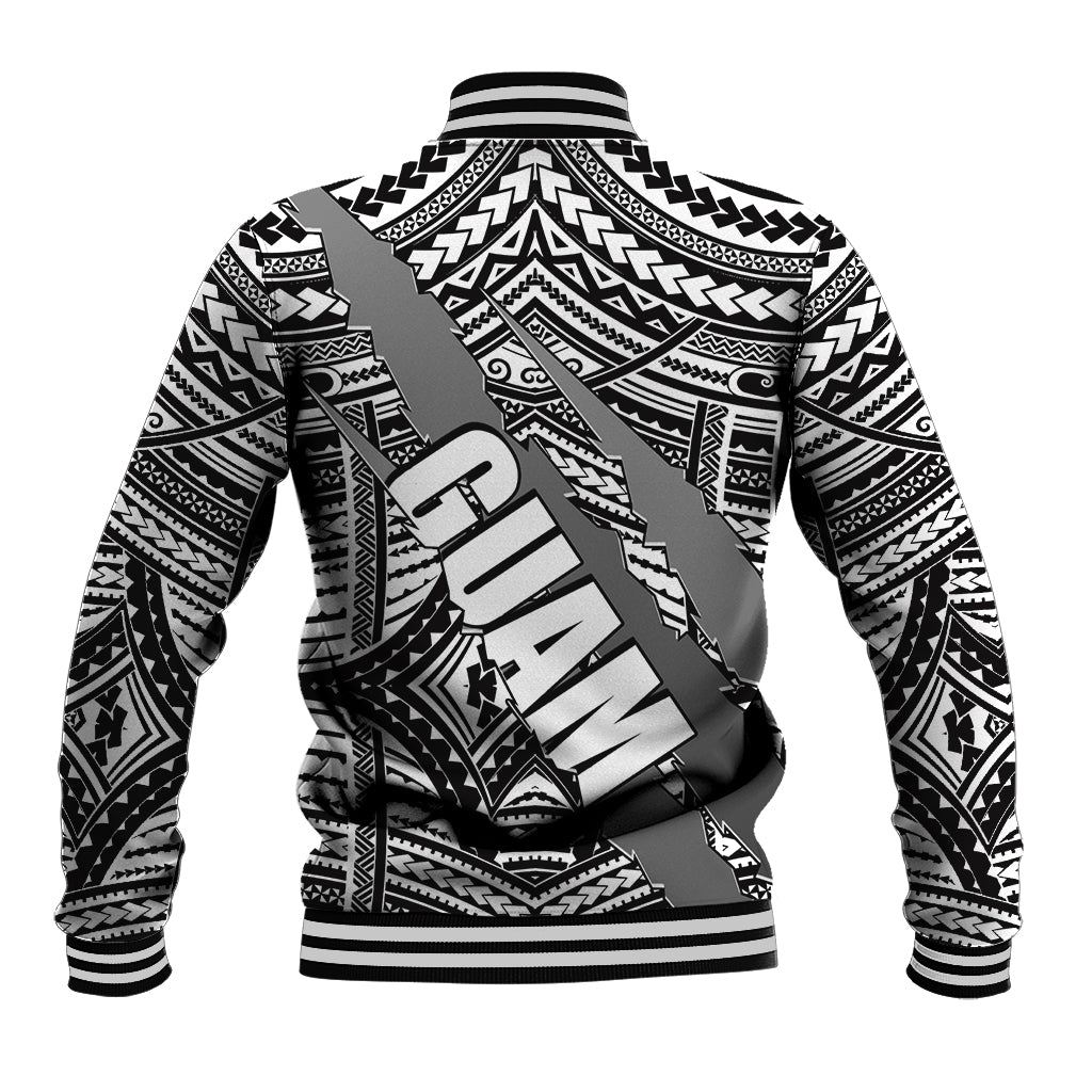 Polynesian Guam Baseball Jacket with Coat Of Arms Claws Style - White LT6 - Wonder Print Shop