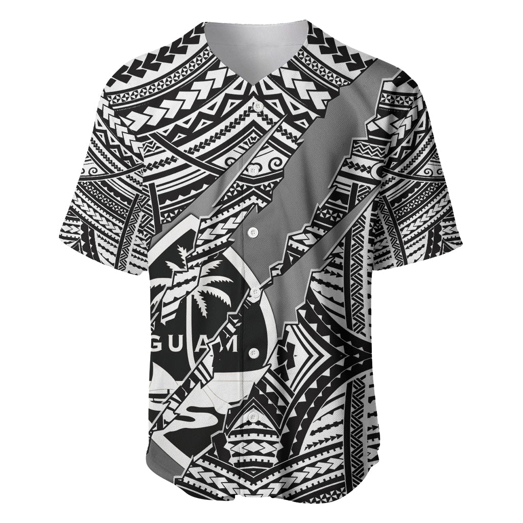 Polynesian Guam Baseball Jersey with Coat Of Arms Claws Style - White LT6 - Wonder Print Shop