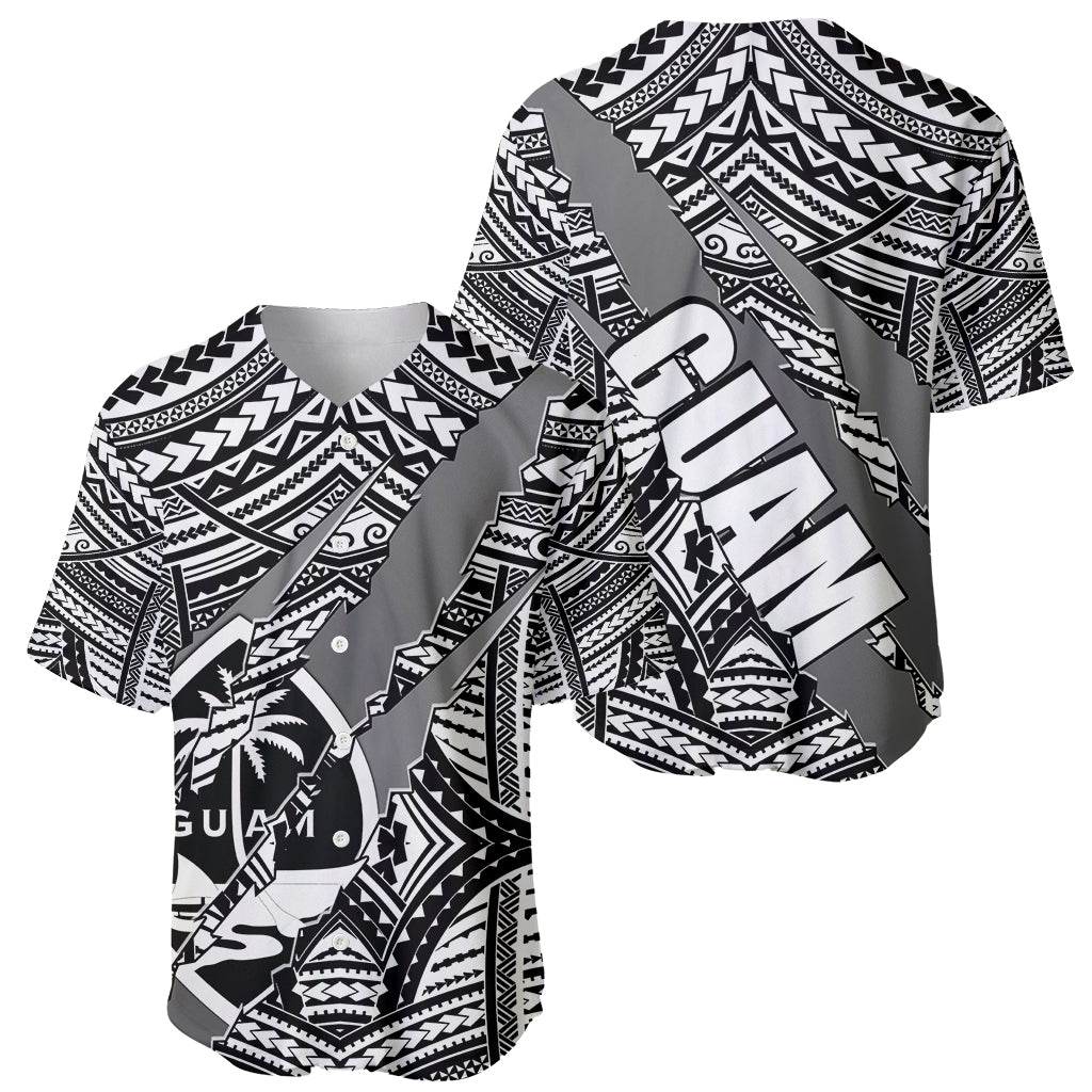 Polynesian Guam Baseball Jersey with Coat Of Arms Claws Style - White LT6 - Wonder Print Shop