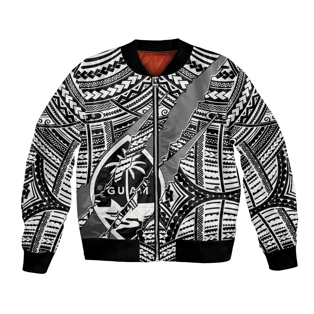 Polynesian Guam Bomber Jacket with Coat Of Arms Claws Style - White LT6 - Wonder Print Shop