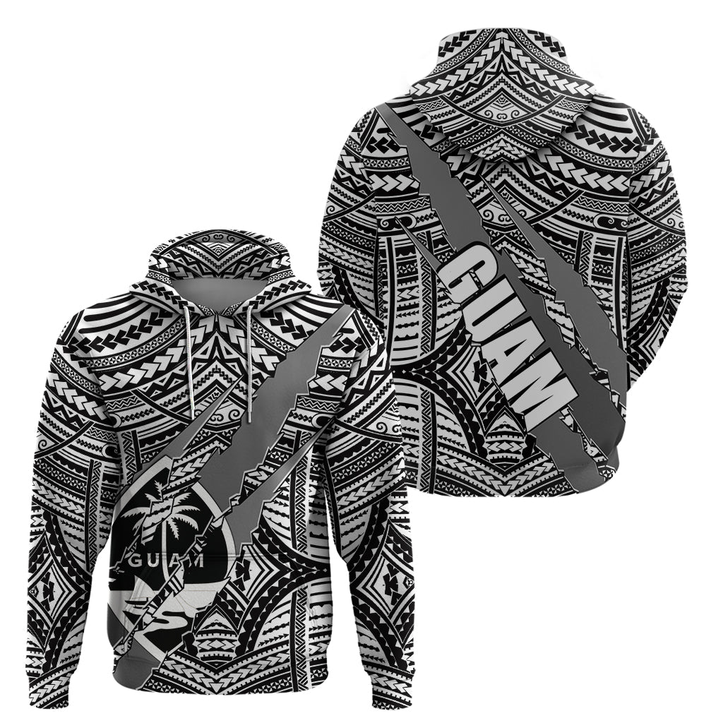Polynesian Guam Hoodie with Coat Of Arms Claws Style - White LT6 - Wonder Print Shop