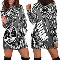 Polynesian Guam Hoodie Dress with Coat Of Arms Claws Style - White LT6 - Wonder Print Shop