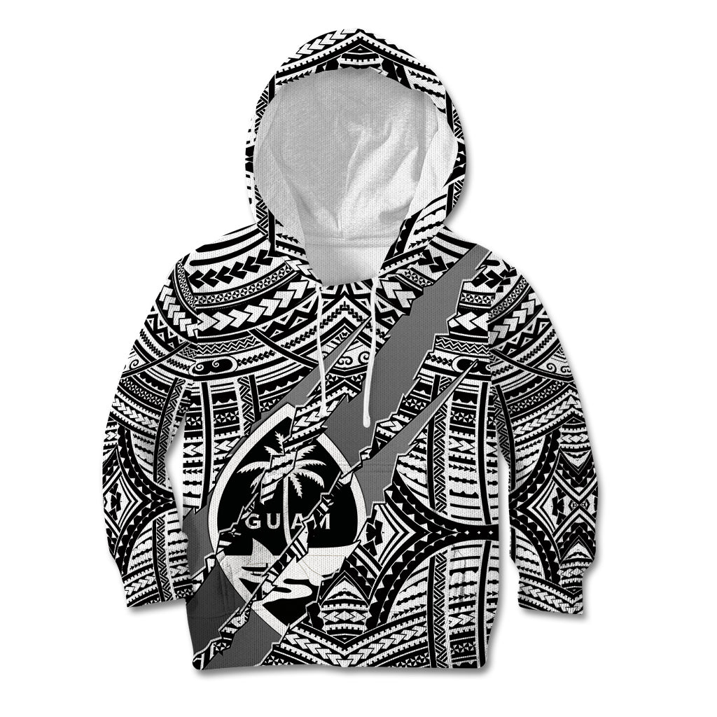 Polynesian Guam Kid Hoodie with Coat Of Arms Claws Style - White LT6 - Wonder Print Shop