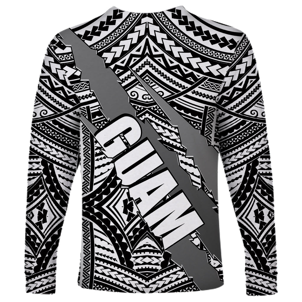 Polynesian Guam Long Sleeve Shirt with Coat Of Arms Claws Style - White LT6 - Wonder Print Shop