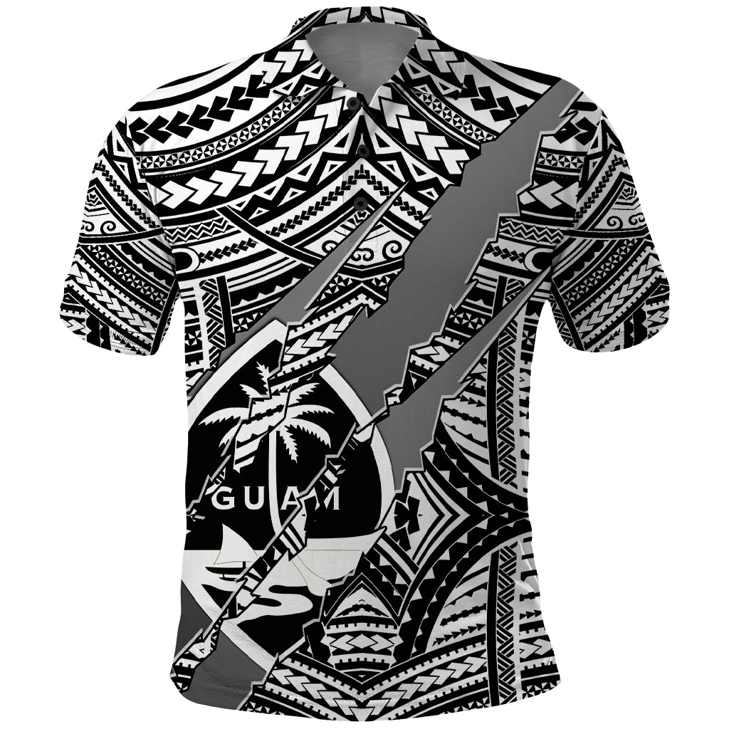 Polynesian Guam Polo Shirt with Coat Of Arms Claws Style - White LT6 - Wonder Print Shop