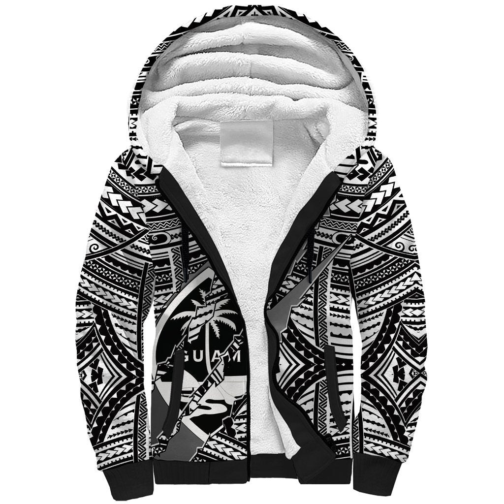 Polynesian Guam Sherpa Hoodie with Coat Of Arms Claws Style - White LT6 - Wonder Print Shop