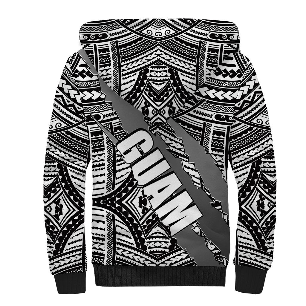 Polynesian Guam Sherpa Hoodie with Coat Of Arms Claws Style - White LT6 - Wonder Print Shop
